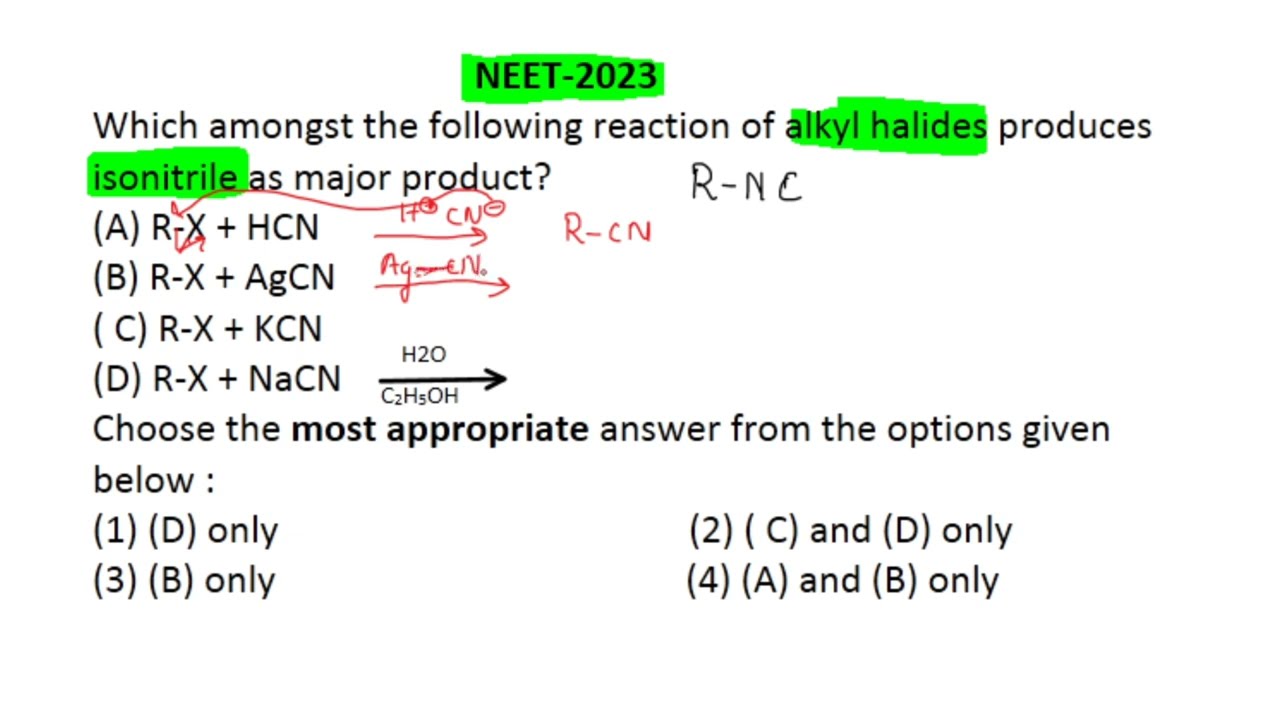 Which among the following reaction of alkyl halide produces isonitrile as major product #neet2023