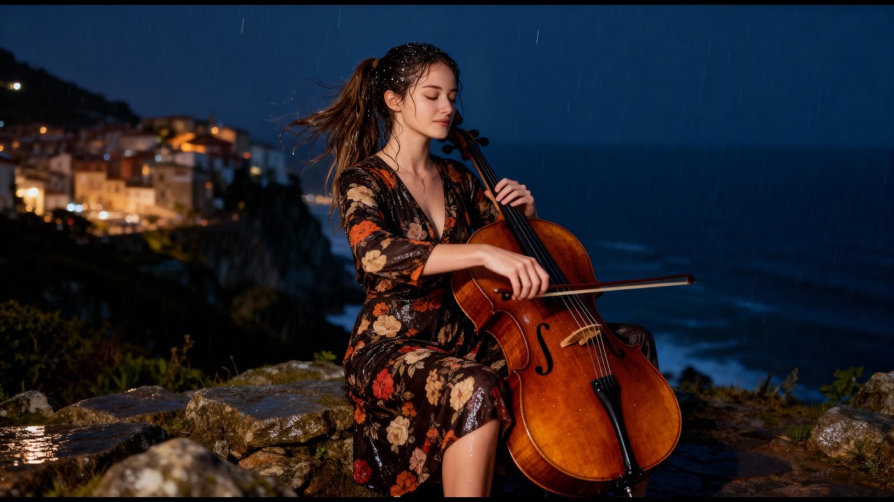 🎻🎹 Cello & Piano in Rainy Cudillero Night – Deep Emotional Music for Relaxation & Sleep