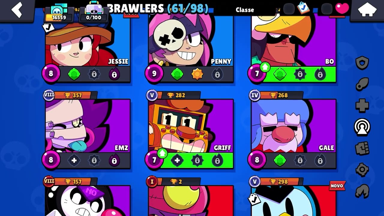 Brawl stars mais com um brawler de cada classe