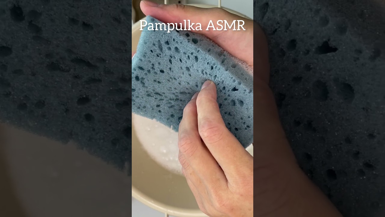 ASMR New sponge (unpacking, scratching the sponge, lathering with soap).