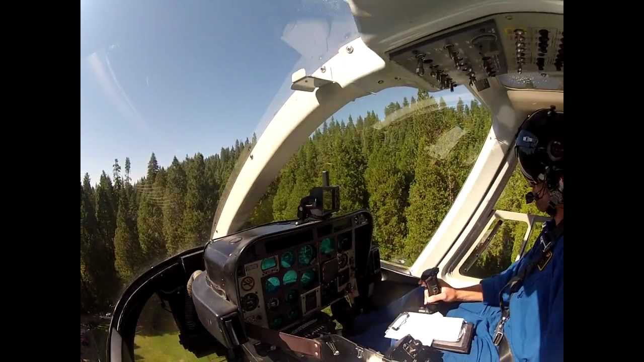 HEMS Bell 407 landing in the Sierra Nevada Mountains