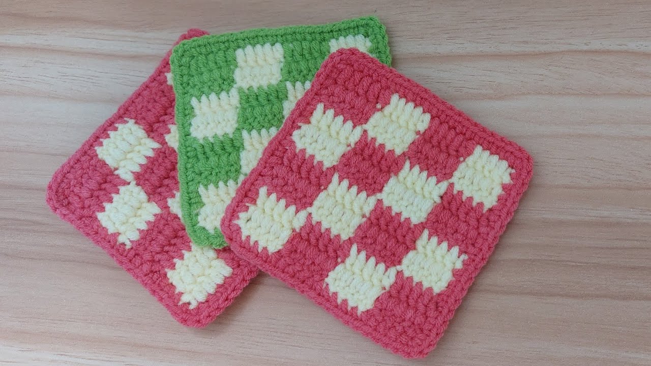 Checkered crochet coaster | Jefferson Arts x Crafts