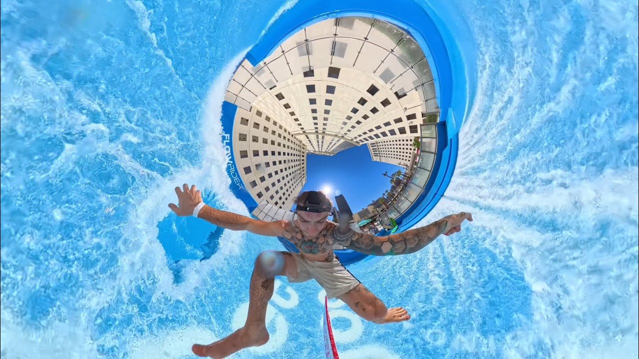 Scott Callens VR insta360 x4 8k 360 video at Planet Hollywood Las Vegas Resort Pool FlowRider Surf