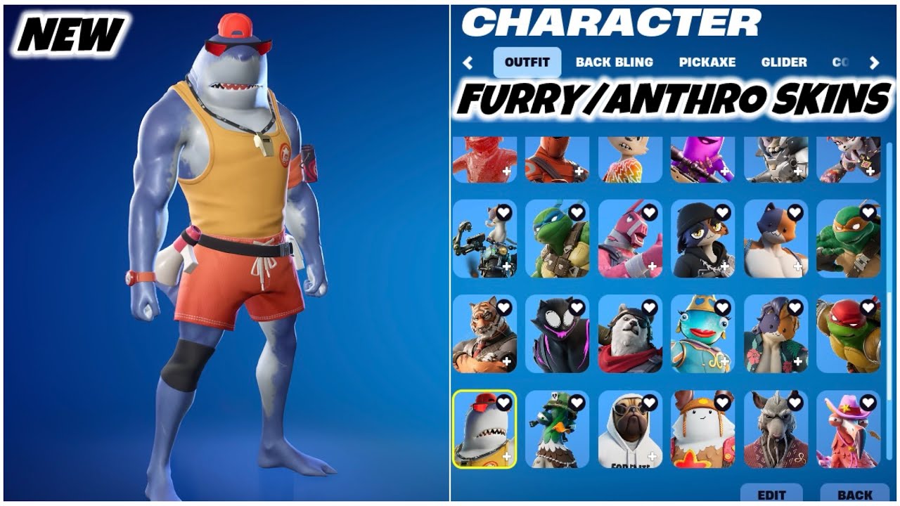 All Furry Skins Showcase in Fortnite!(Safety First Steve Skin)