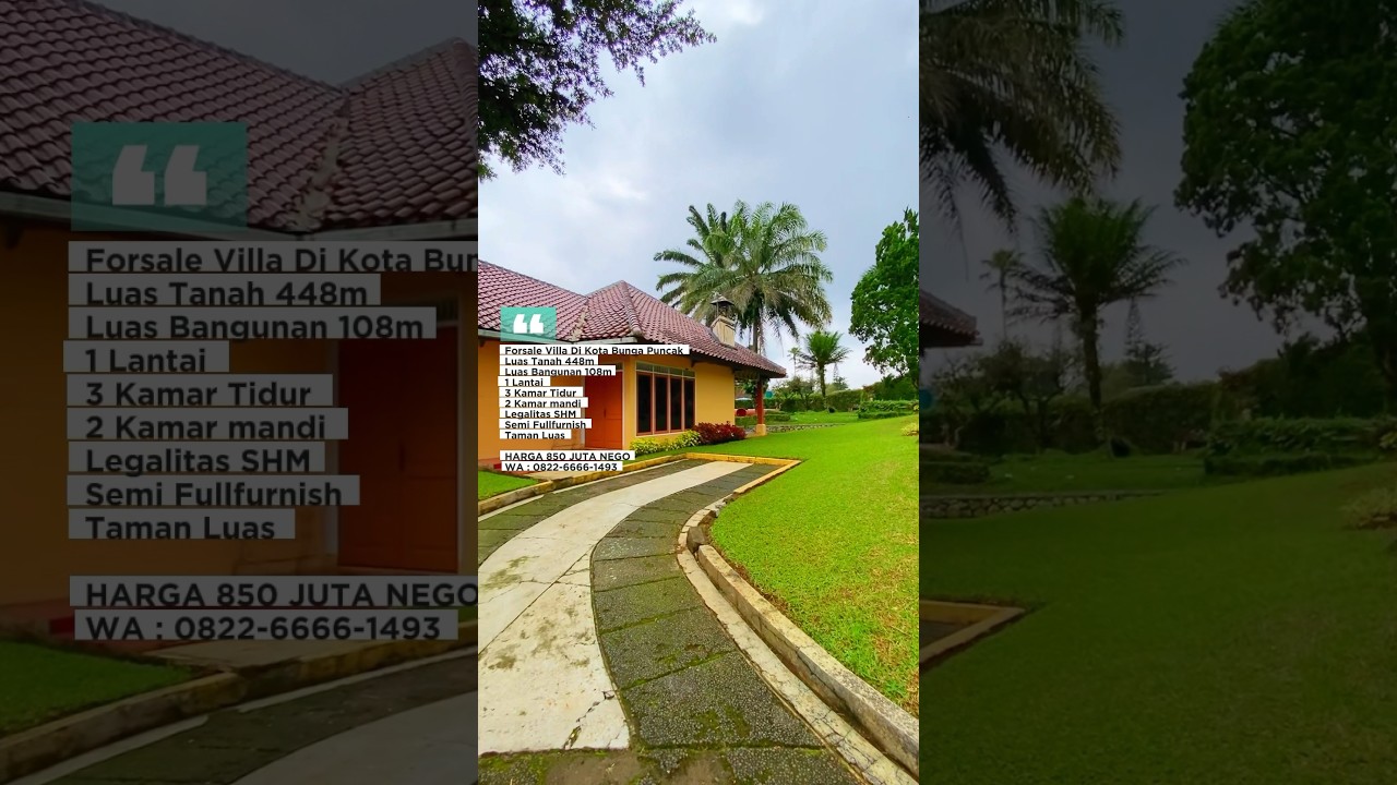 Di Jual Villa Murah Di kota bunga, Halaman sangat Luas.. #jualvillapuncak #kotabunga #murah #fyp