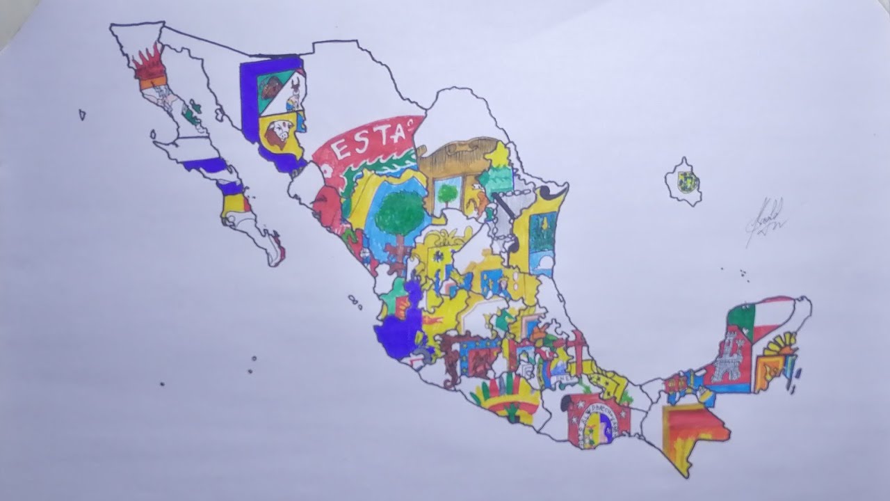 Drawing Mexico states flag map | Mapa de la bandera de los estados de México