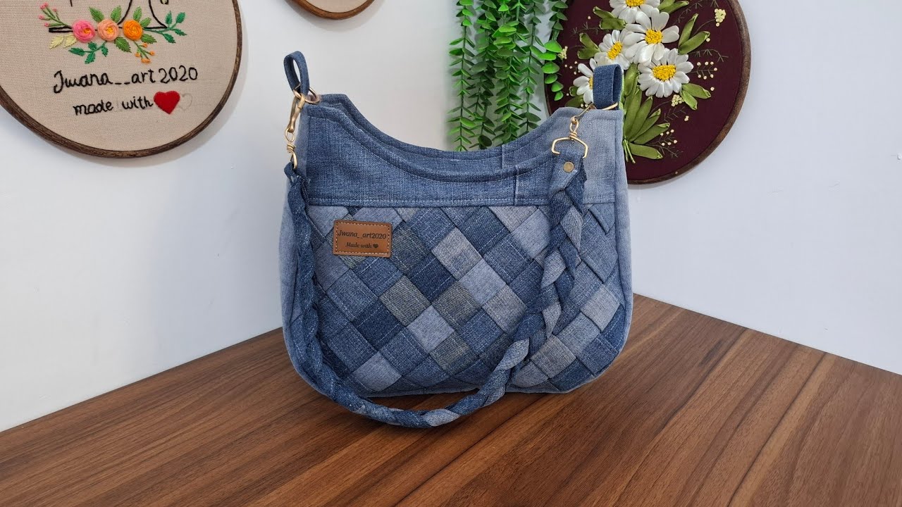 easy way to sew a luxury bag from old jeans:Easy trick for sewing a luxury bag