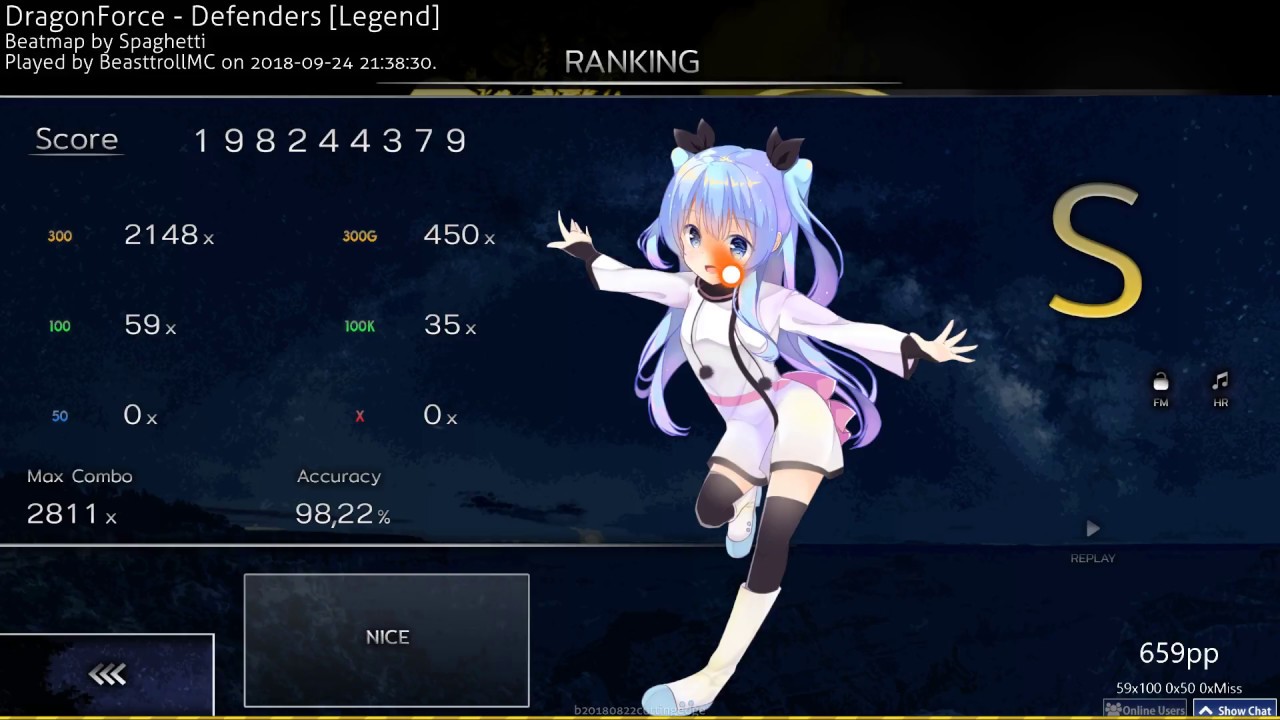 osu! | BeasttrollMC | DragonForce - Defenders [Legend] +HR 98.22% FC 659pp