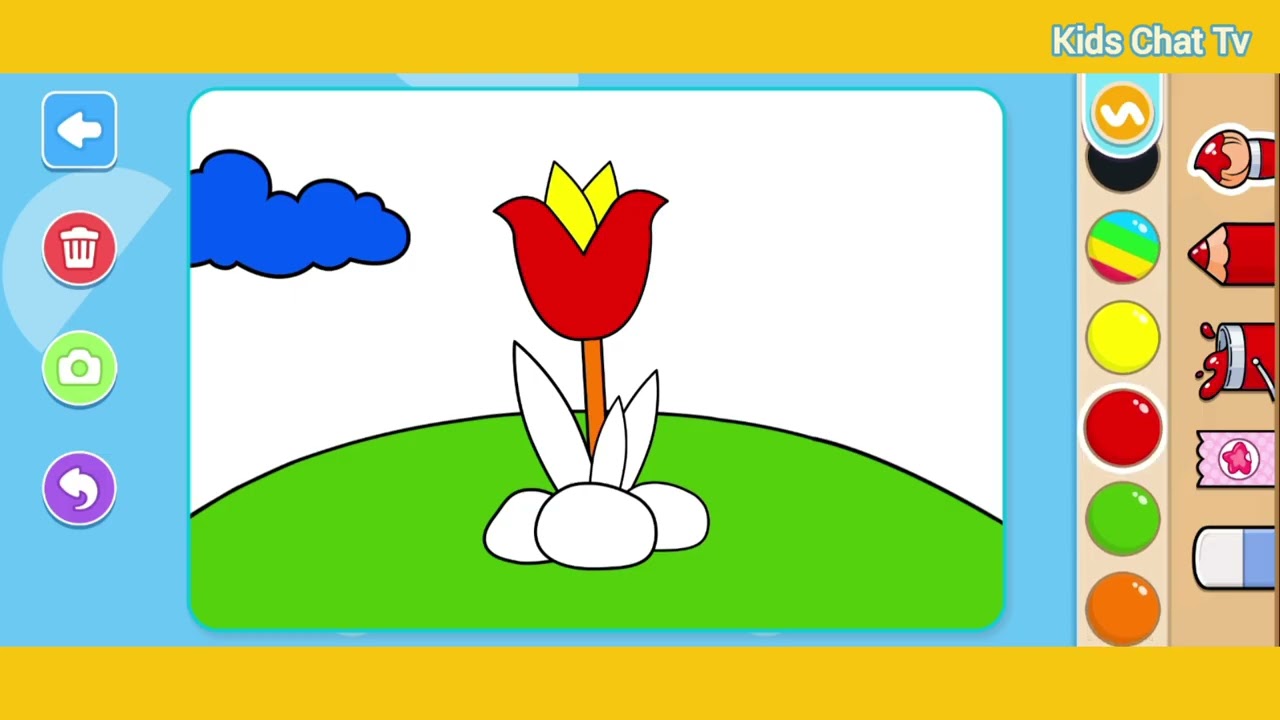 Flower 🌹 Colour Drawing Video By Kids Chat Tv
