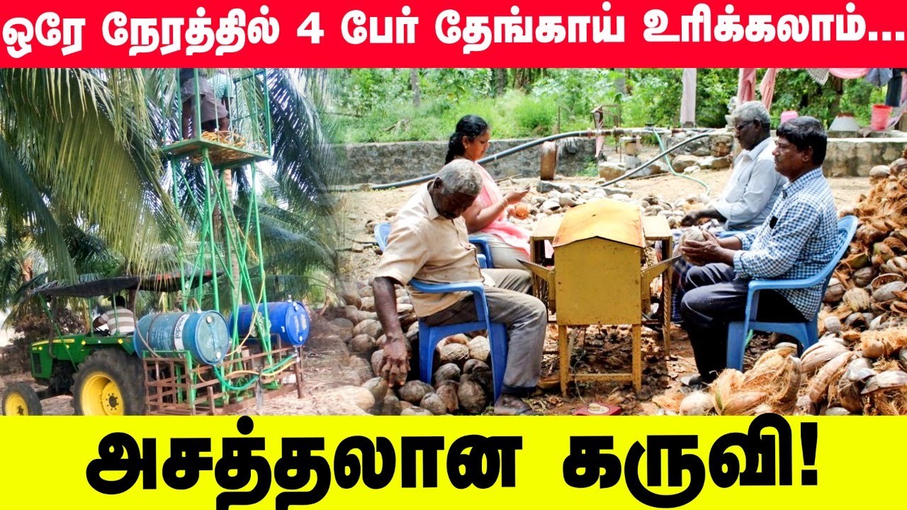 10 ஏக்கரில் தென்னை விவசாயம் | ஊடுபயிராக வாழை மரங்கள் | Coconut Dehusking Machine | PasumaiVikatan