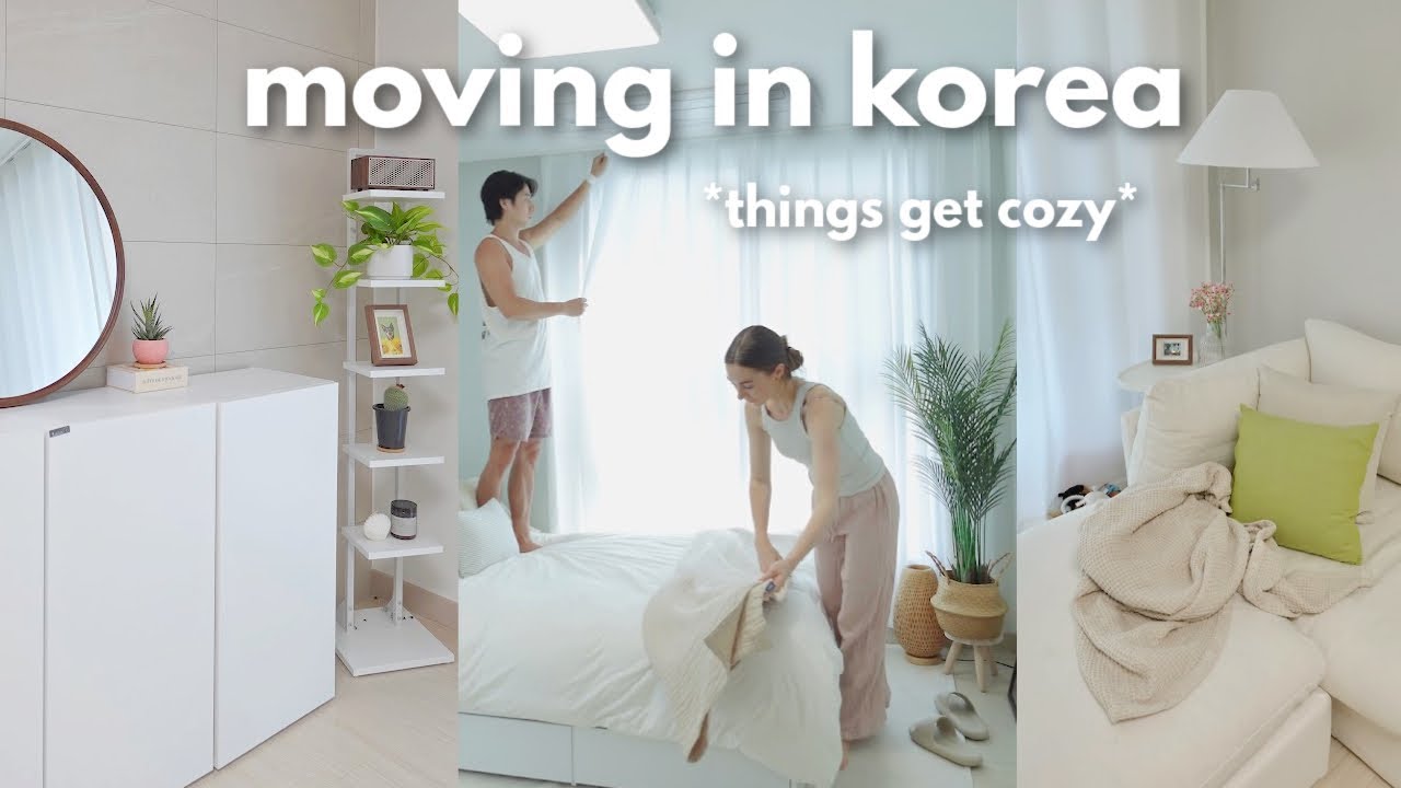Moving into my korean apartment | making changes, cozy decor + new lighting