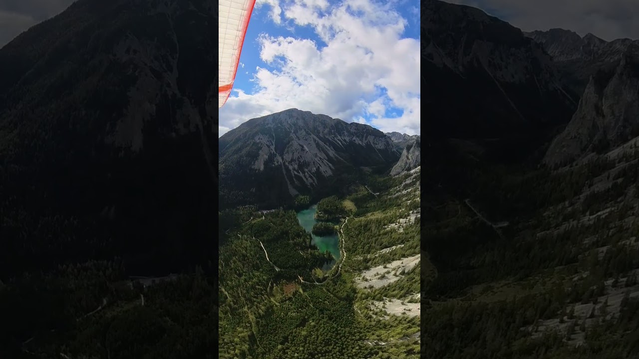 Flight over green water #Paragliding #Parapente #Adventure #FreeFlying #OutdoorAdventure #AerialView