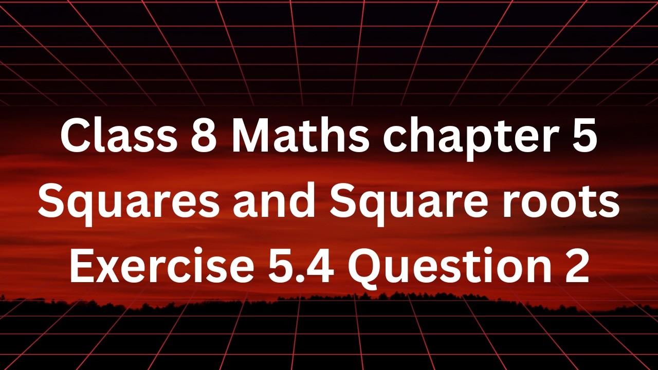 Class 8 Maths Chapter 5 Squares and Square Roots | Exercise 5.4 Question 2