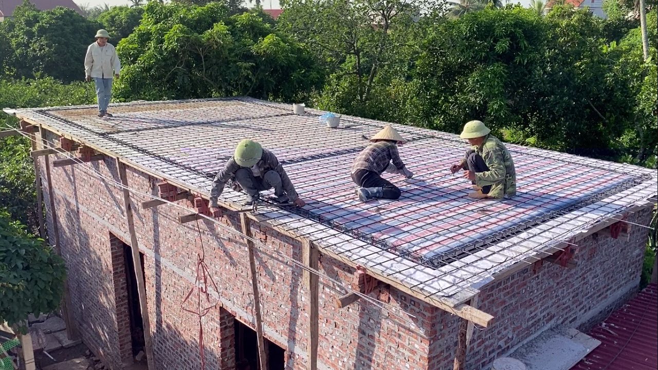 Basic Step By Step Construction Guide Of Reinforced Concrete Roof With Construction Mixer