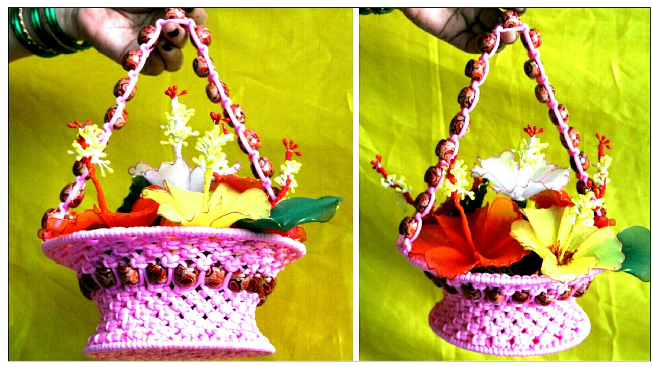 Macrame Basket | Macrame design | Macrame Flower basket