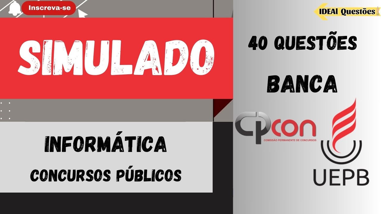 40 QUESTÕES MAIS COBRADAS EM CONCURSOS | INFORMÁTICA PARA CONCURSO PÚBLICO | BANCA CPCON UEPB
