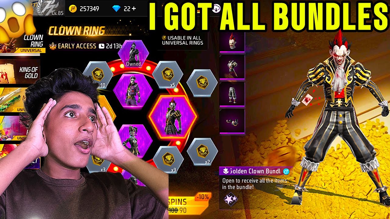 New clown ring in freefire😱All joker bundles Cliamed🥰Rip 50000 Diamonds🥲