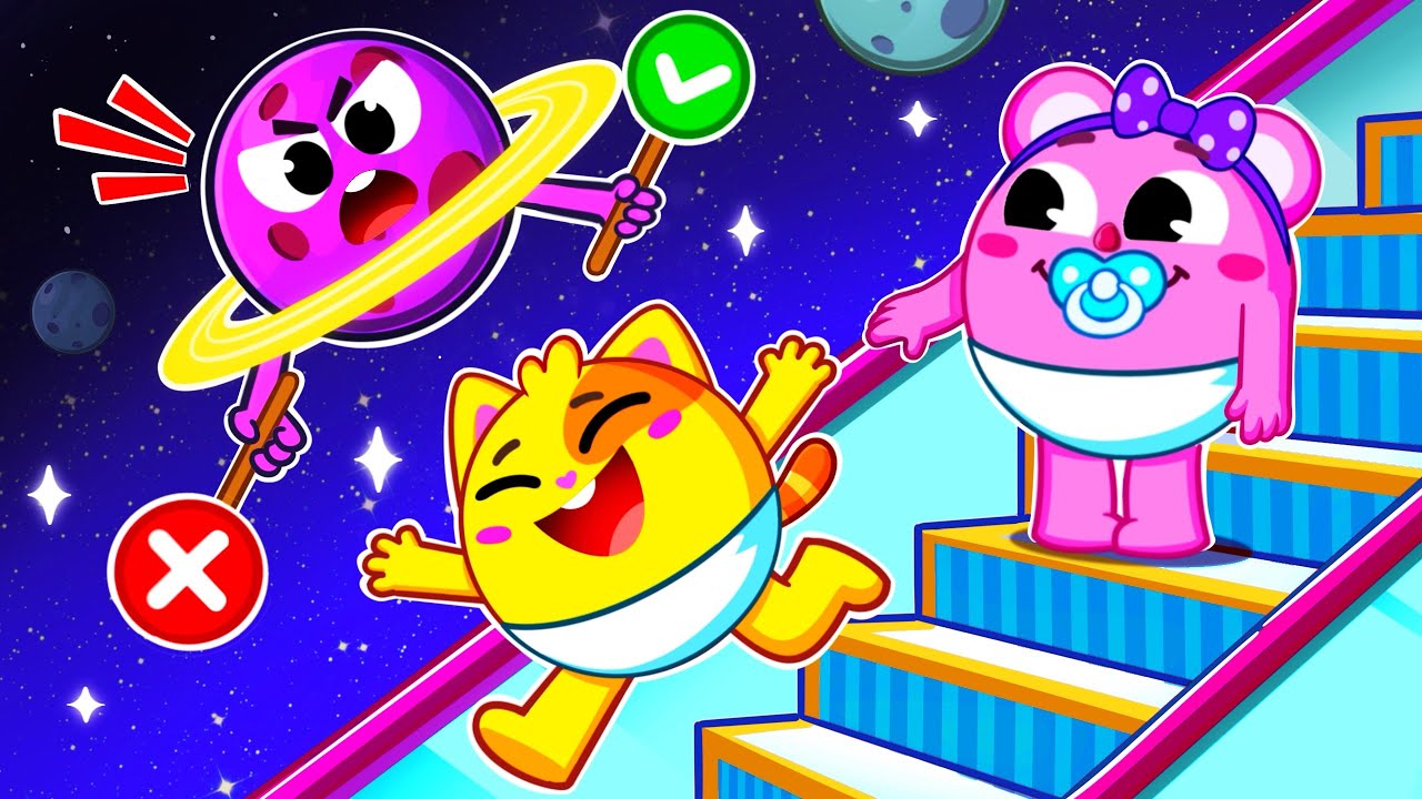Magic Stairs In Space 🔭💫Escalator Safety Song 🎶 Funny Kids Songs & Nursery Rhymes♥️