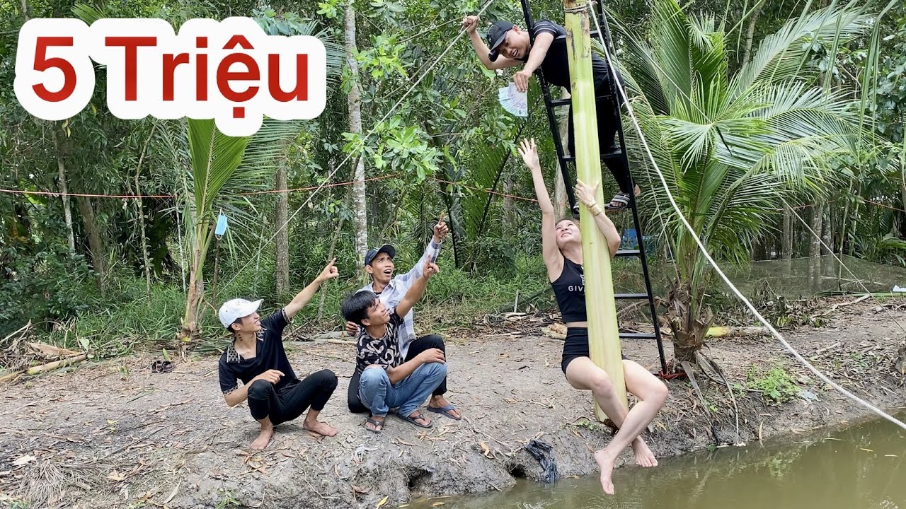 Công Thức TV Treo Thưởng 5 TRIỆU Cho Người Chiến Thắng Trò Chơi Leo Cây Chuối Giữa Sông| Ly Ngô Vlog