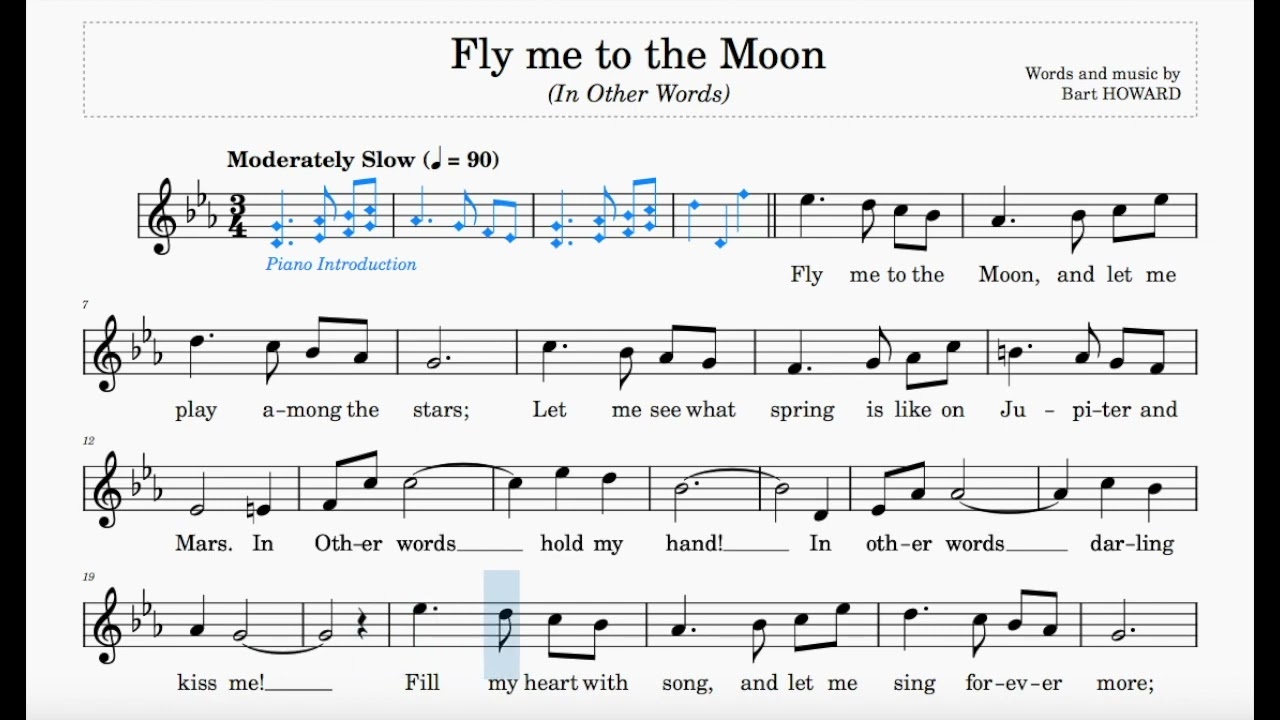 Fly Me To The Moon (Howard) | E♭Major | 3 Time | ABRSM Grade 5 | List C | 90 bpm | Sing-Along