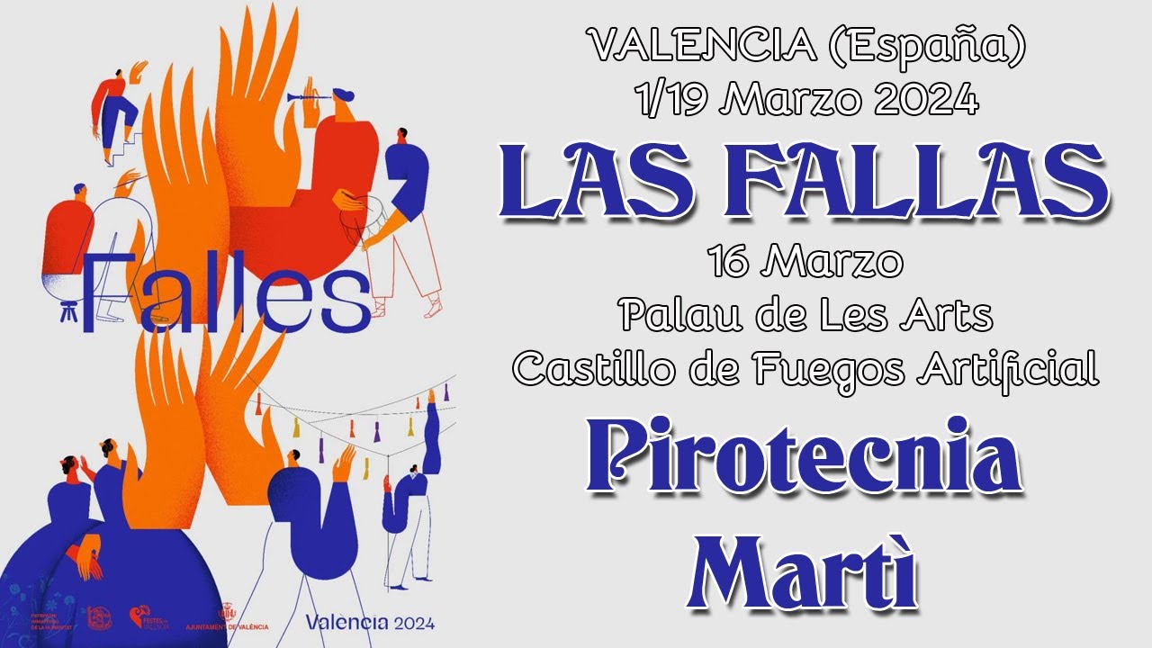 VALENCIA (Espa&ntilde;a) - LAS FALLAS 2024 - Pirotecnia MARTI' (Night Show)