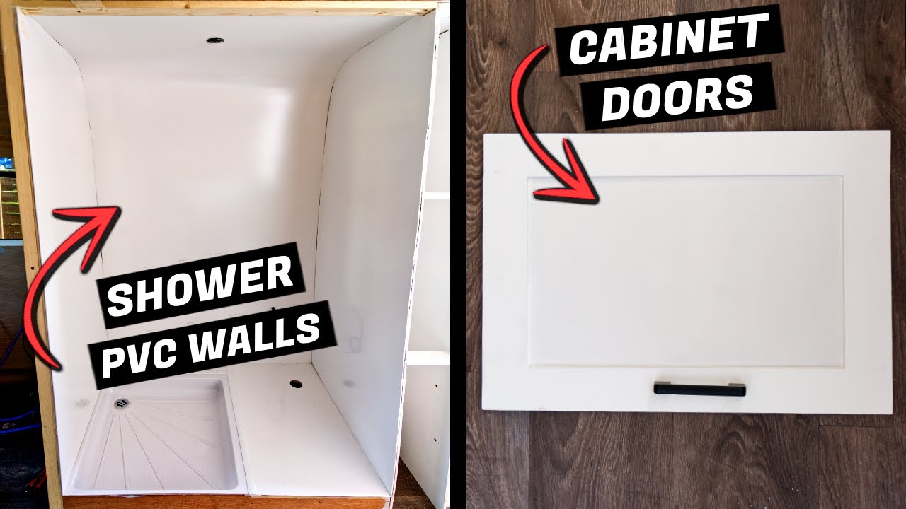 SHOWER PVC walls | Cabinet DOORS - Citroen Relay Camper Van Conversion UK - Week 24