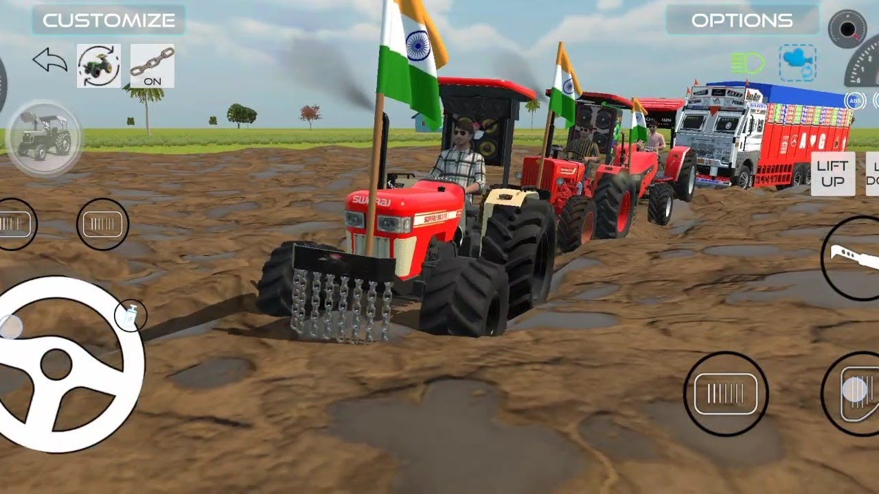 Tractor rescue the Truck from Mud#indianvehiclessimulator3dvideos #tractorgame #rescuetruckcargames