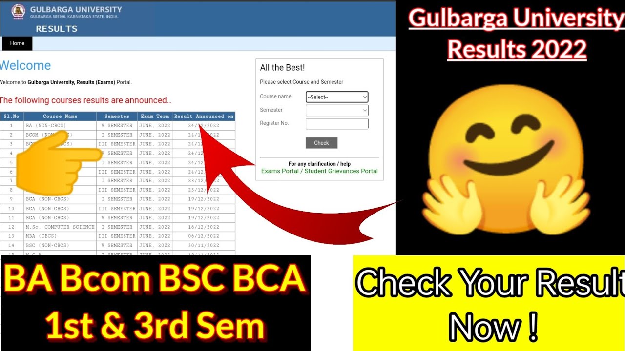 1st 3rd Sem Result announced Non CBCS Gulbarga University