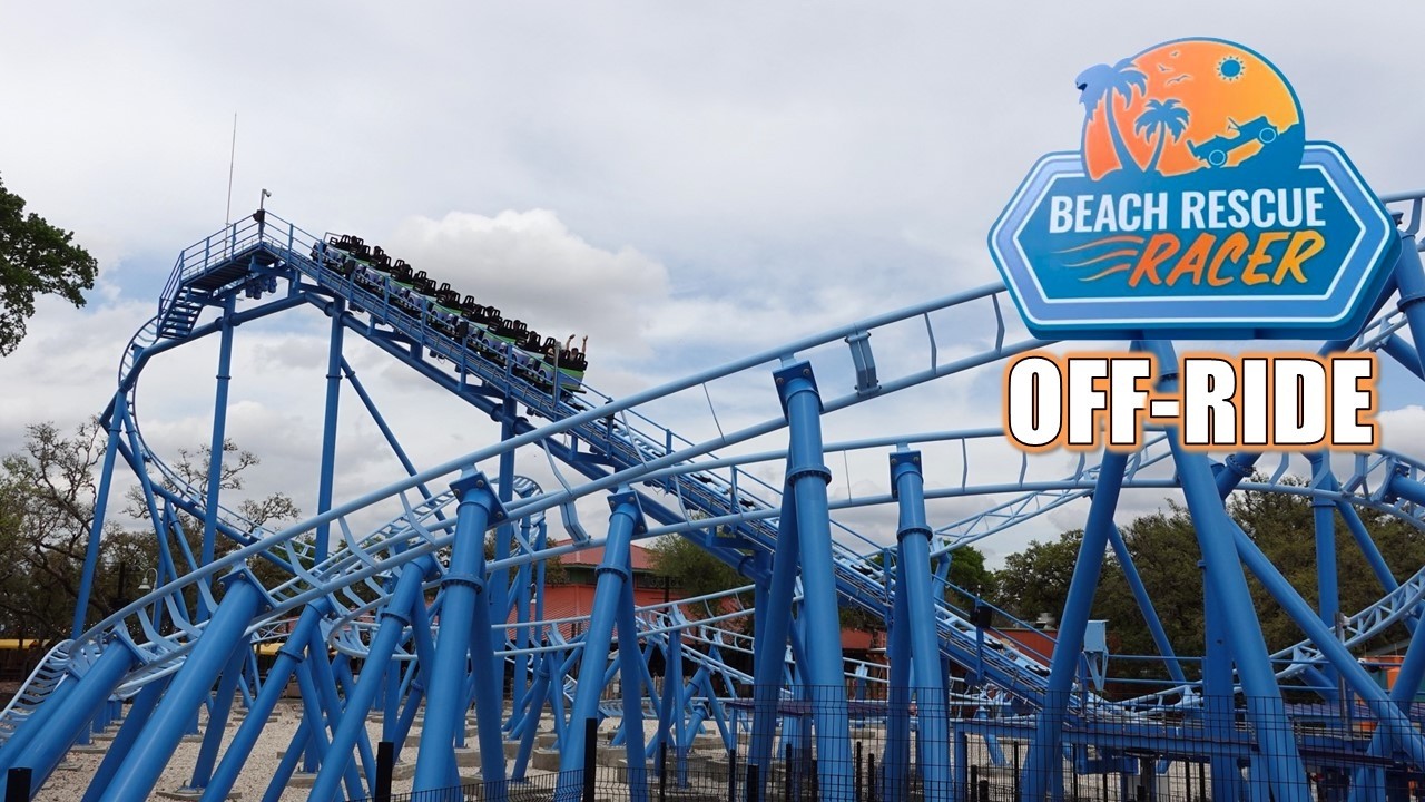 Beach Rescue Racer Off-Ride Footage (60FPS), SeaWorld San Antonio New Coaster | Non-Copyright