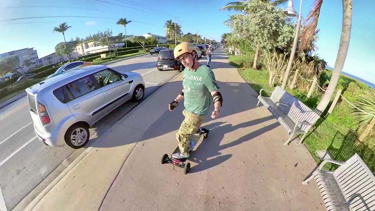 Lacroix Nazare  and Boosted Board Stealth concrete surfing Delray Beach beachside ride.