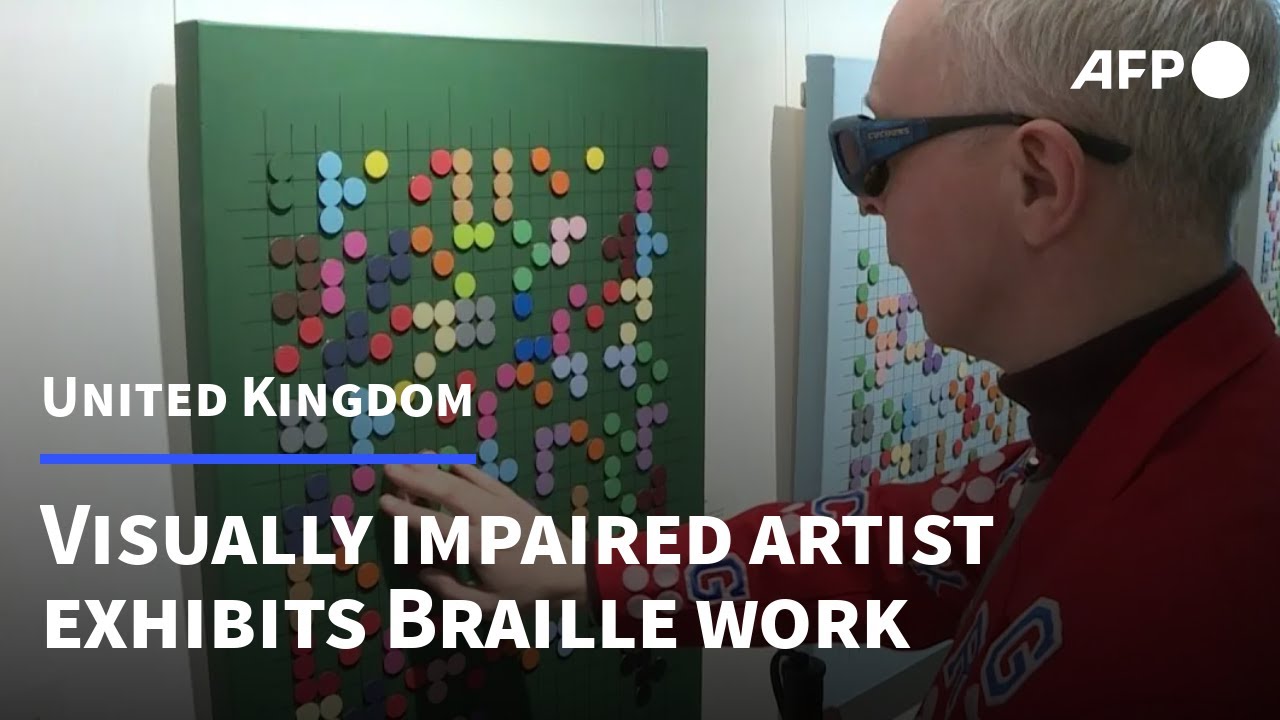 Visually impaired artist Clarke Reynolds exhibits Braille work in London | AFP