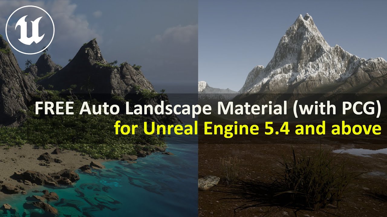 FREE Auto Landscape Material with PCG templates (for Unreal Engine 5.4 and above)