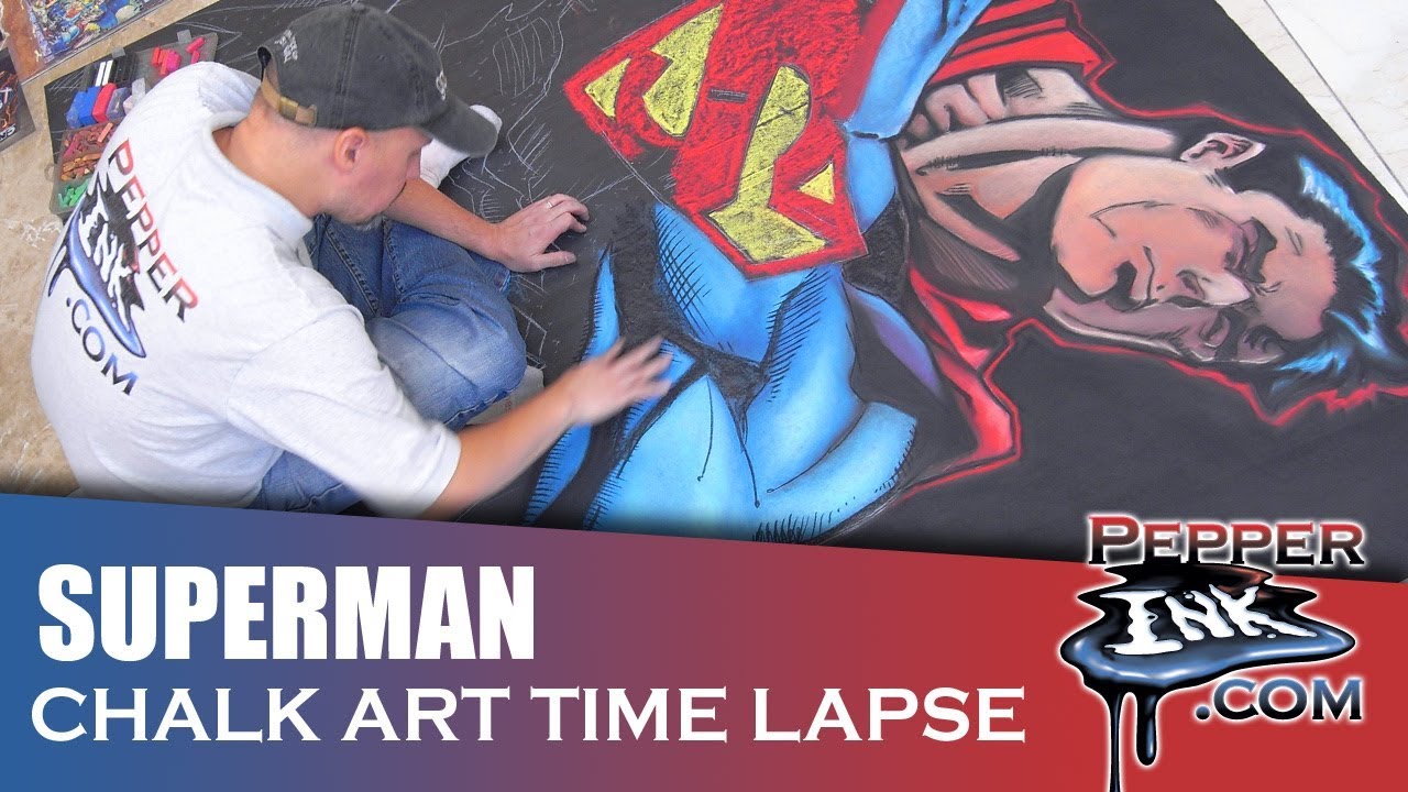 Superman Chalk Art Time Lapse - STEAMfest 2017