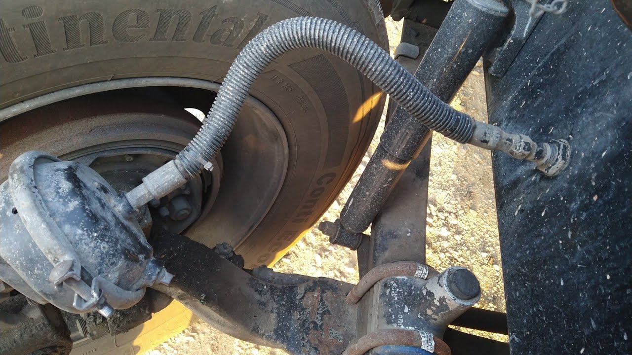 Repair and replace leaking air brake hoses on 1996 Freightliner. 