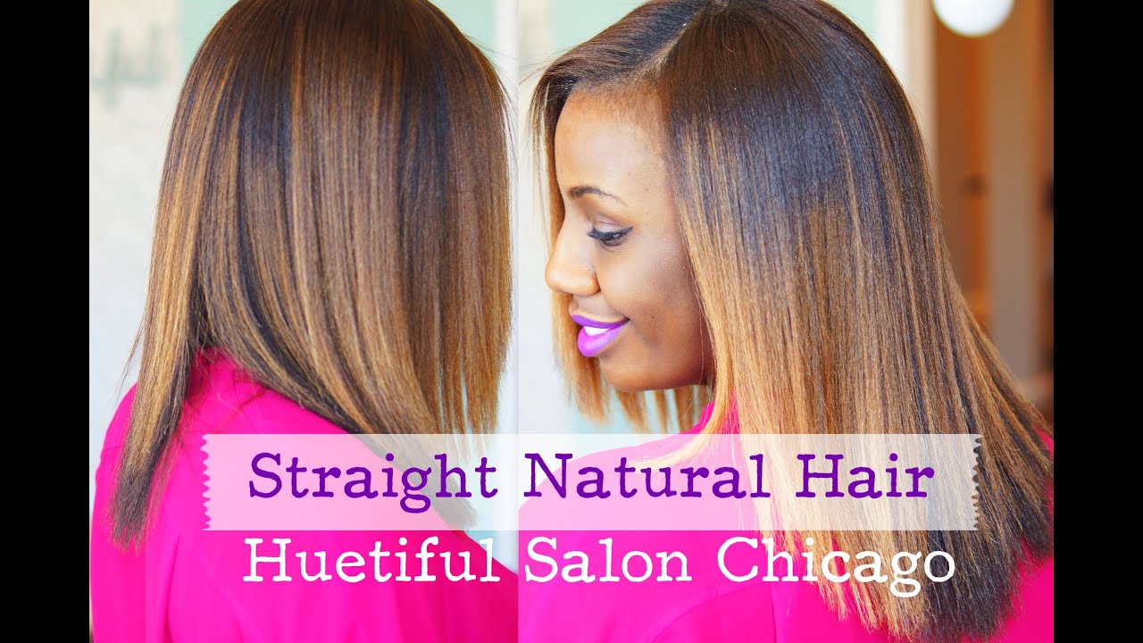 Straight Natural Hair at Huetiful Salon Chicago