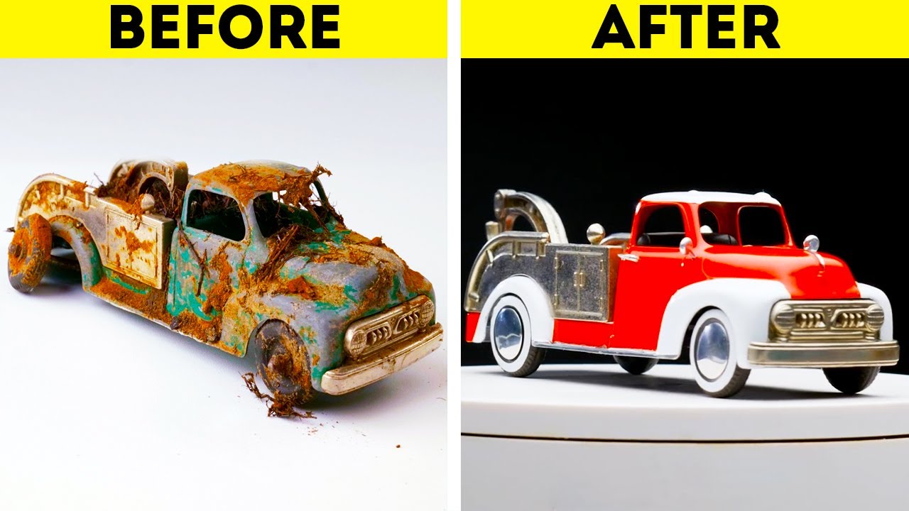 RESTORATION OF VINTAGE TOY CAR || 18 CRAZY WAYS TO TRANSFORM ANYTHING