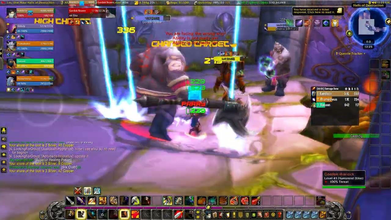MOP - Level 47 - Tanking Dire Maul North (Gordok Commons)