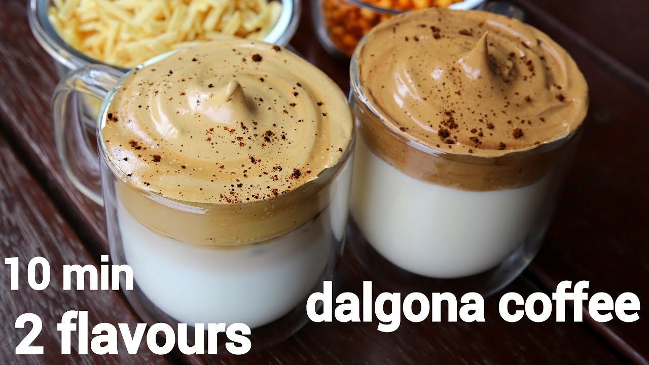 dalgona coffee recipe | डलगोना कॉफ़ी | dalgona coffee 2 ways | cocoa powder dalgona