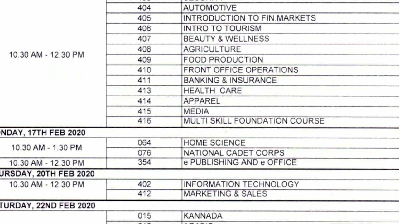 10th class board exam date sheet 2020
