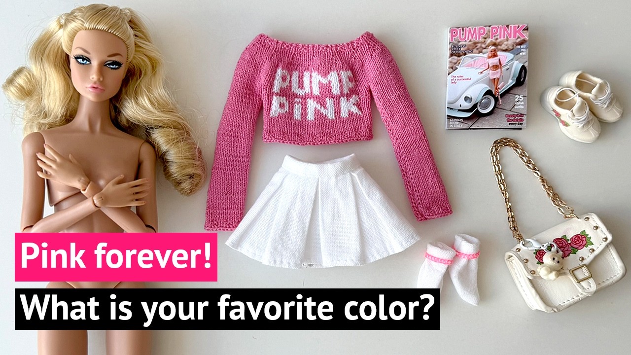 Barbie PUMP PINK Sweater Outfit Try-On | Satisfying Doll Fashion