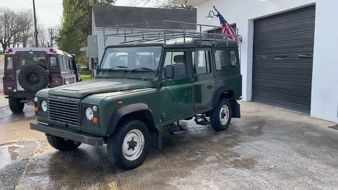 1989 Land Rover Defender 110 12J Diesel start up, walk around and short drive
