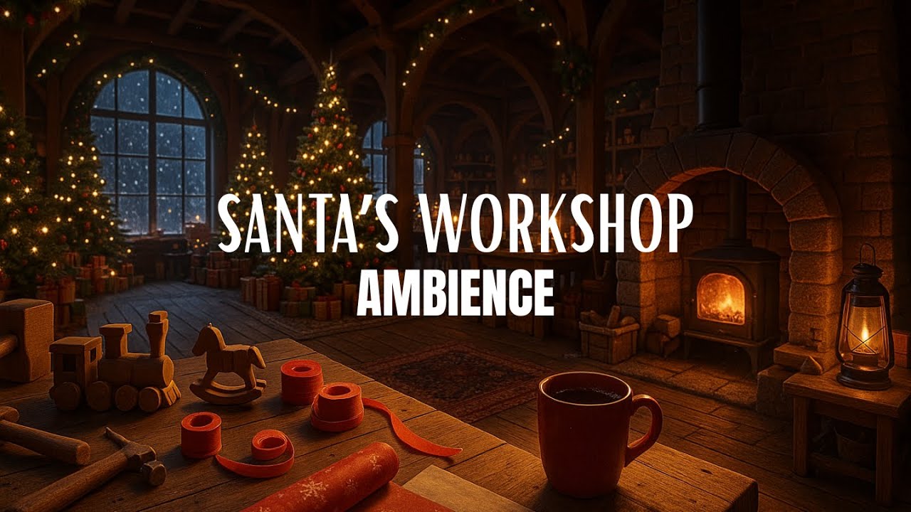 Santa’s Workshop Ambience 🎄 Cozy Elf Workshop Sounds for Relaxing & Studying