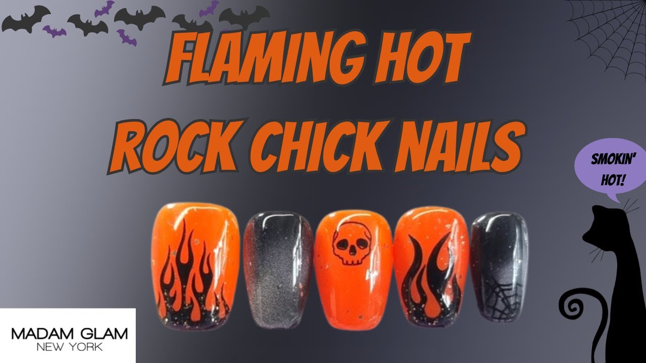 Flaming HOT Rock Chick Nail Designs! @madamglamofficial