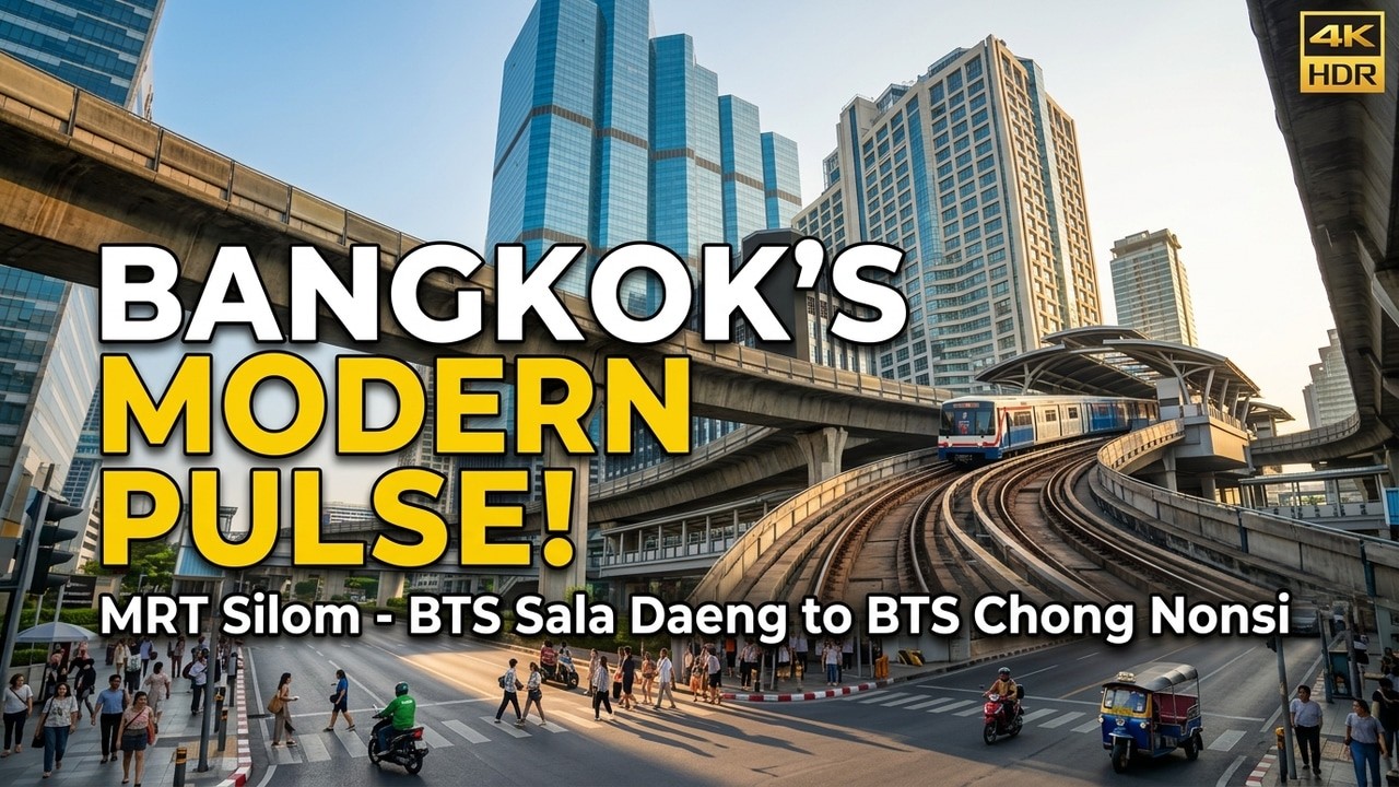 [4K HDR] Bangkok Street: MRT Silom - BTS Sala Daeng to BTS Chong Nonsi BTS Walk