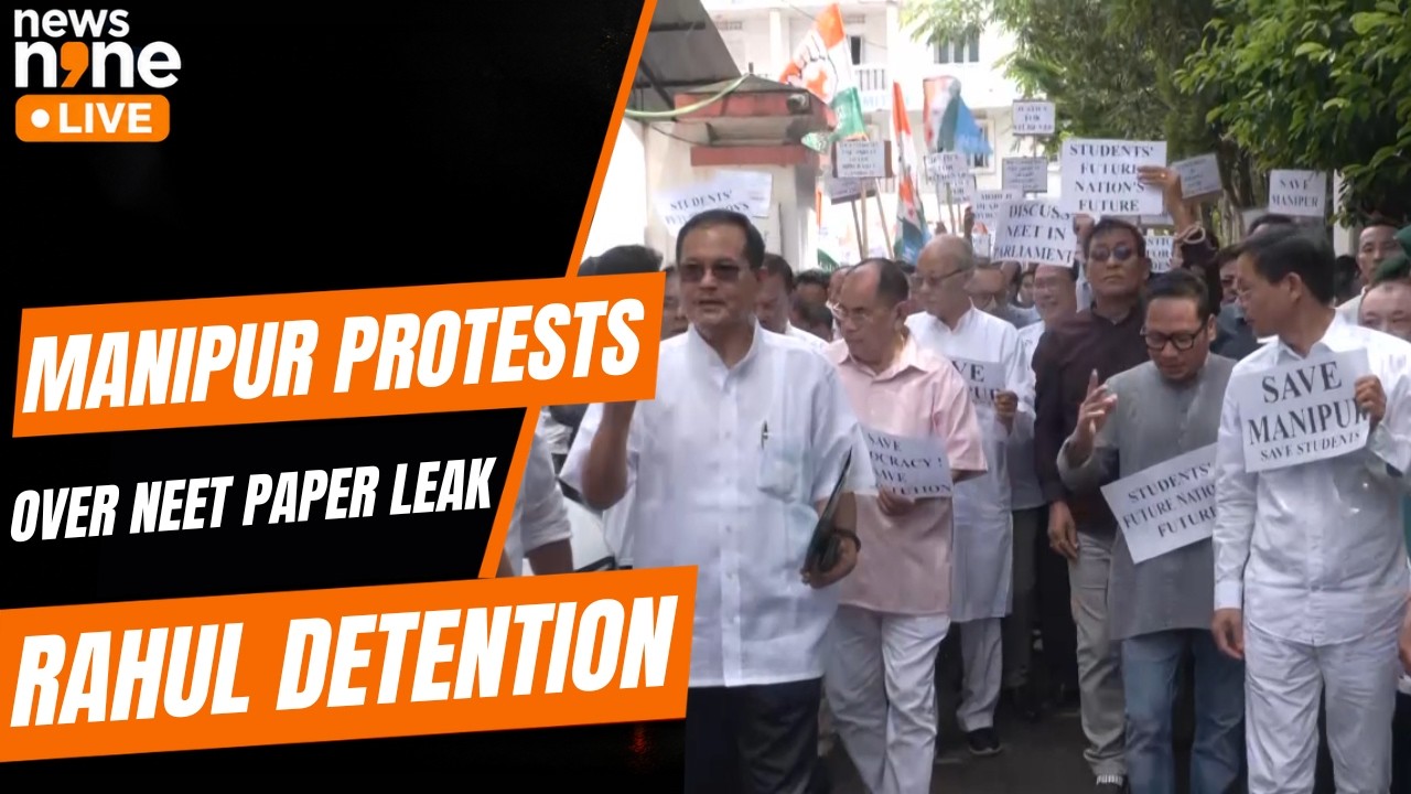 NEET Paper Leak Protest in Manipur: Congress Protests Rahul & Priyanka Gandhi's Detention | News9