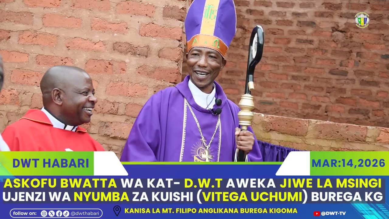 ASKOFU BWATTA AWEKA JIWE LA MSINGI NYUMBA ZA VITEGA UCHUMI KANISA LA MT. FILIPO BUREGA KIGOMA MJINI