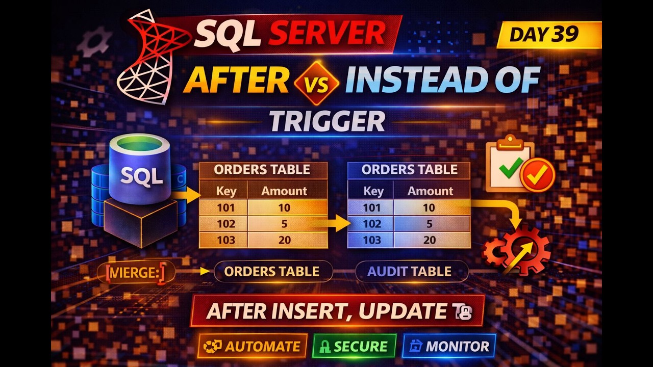 Day 39: Microsoft SQL Server Complete Course| Triggers | Introduction | AFTER | Instead Off Triggers