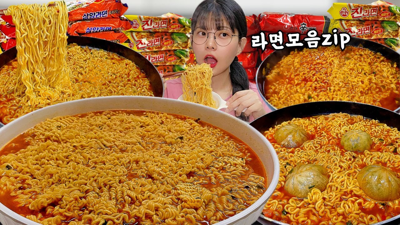 Коллекция тех, кто целый день ест только рамен😱Korean ramen eating show mukbang