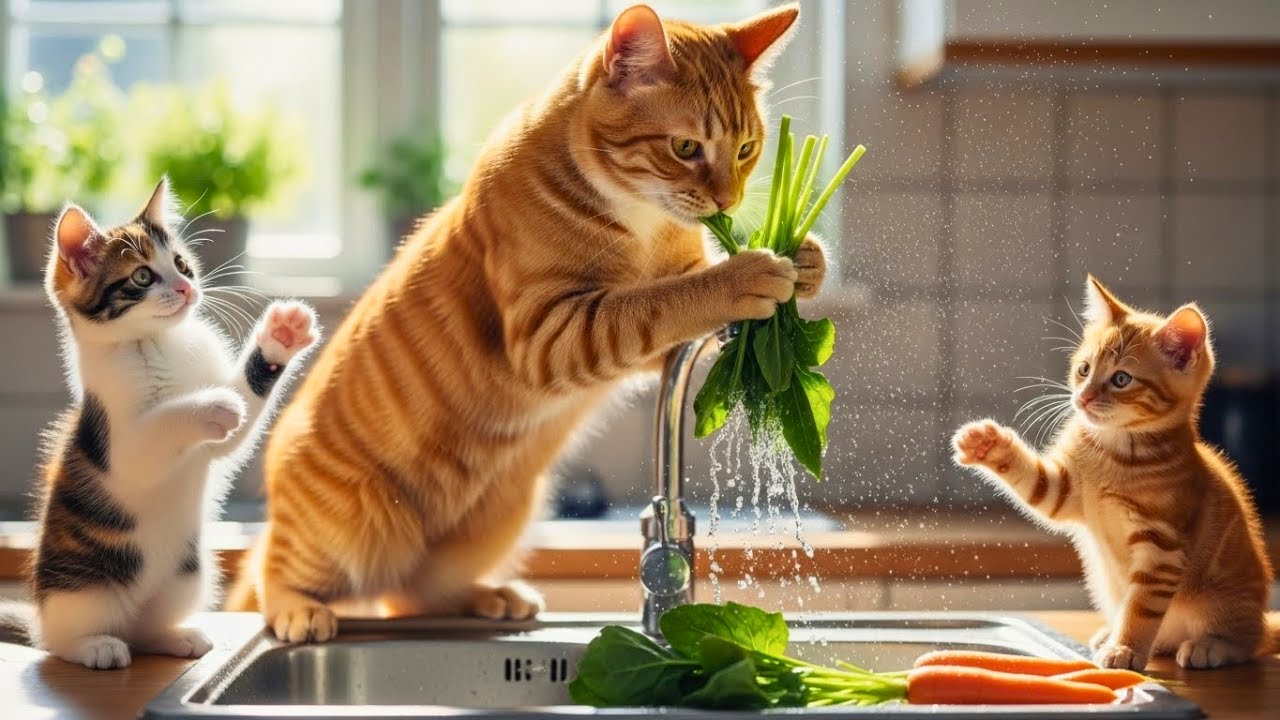 Kitten Hates Vegetables! Mama Cat’s Genius Trick to Save the Day! 🥦✨
