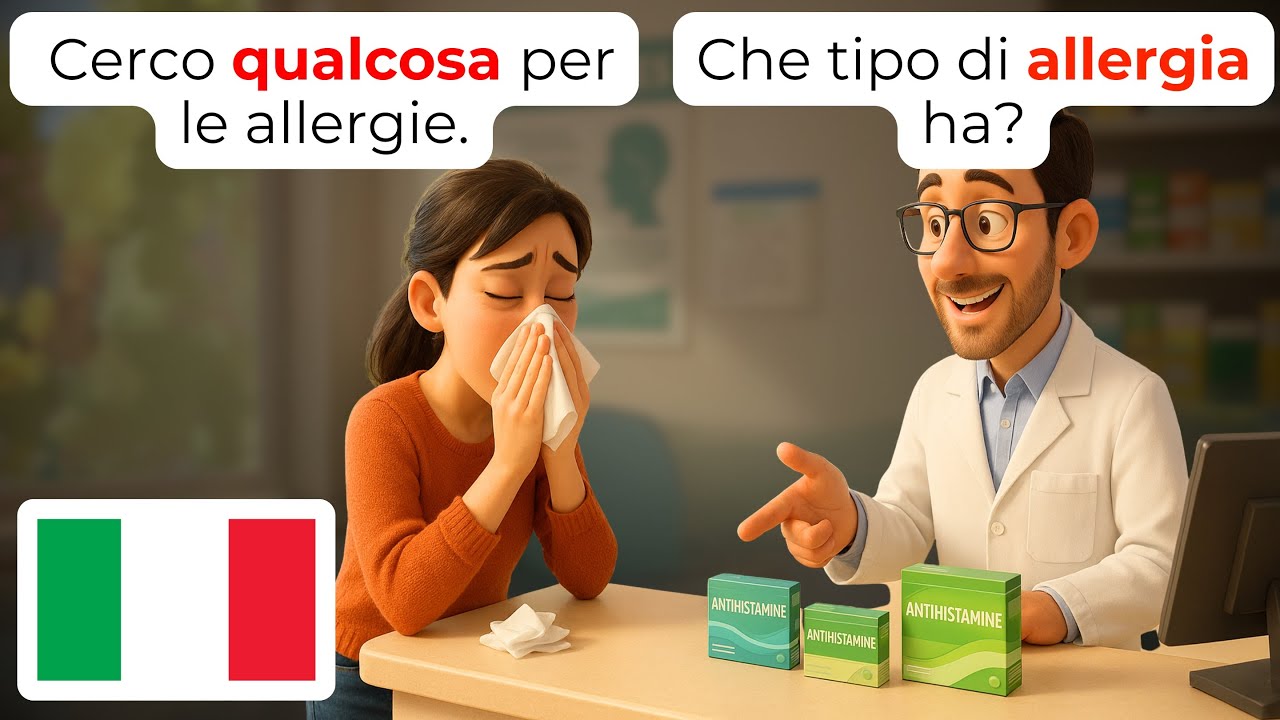 🇮🇹 Learn Italian Pharmacy Conversations | A1-A2 Beginner Practice | Easy Italian
